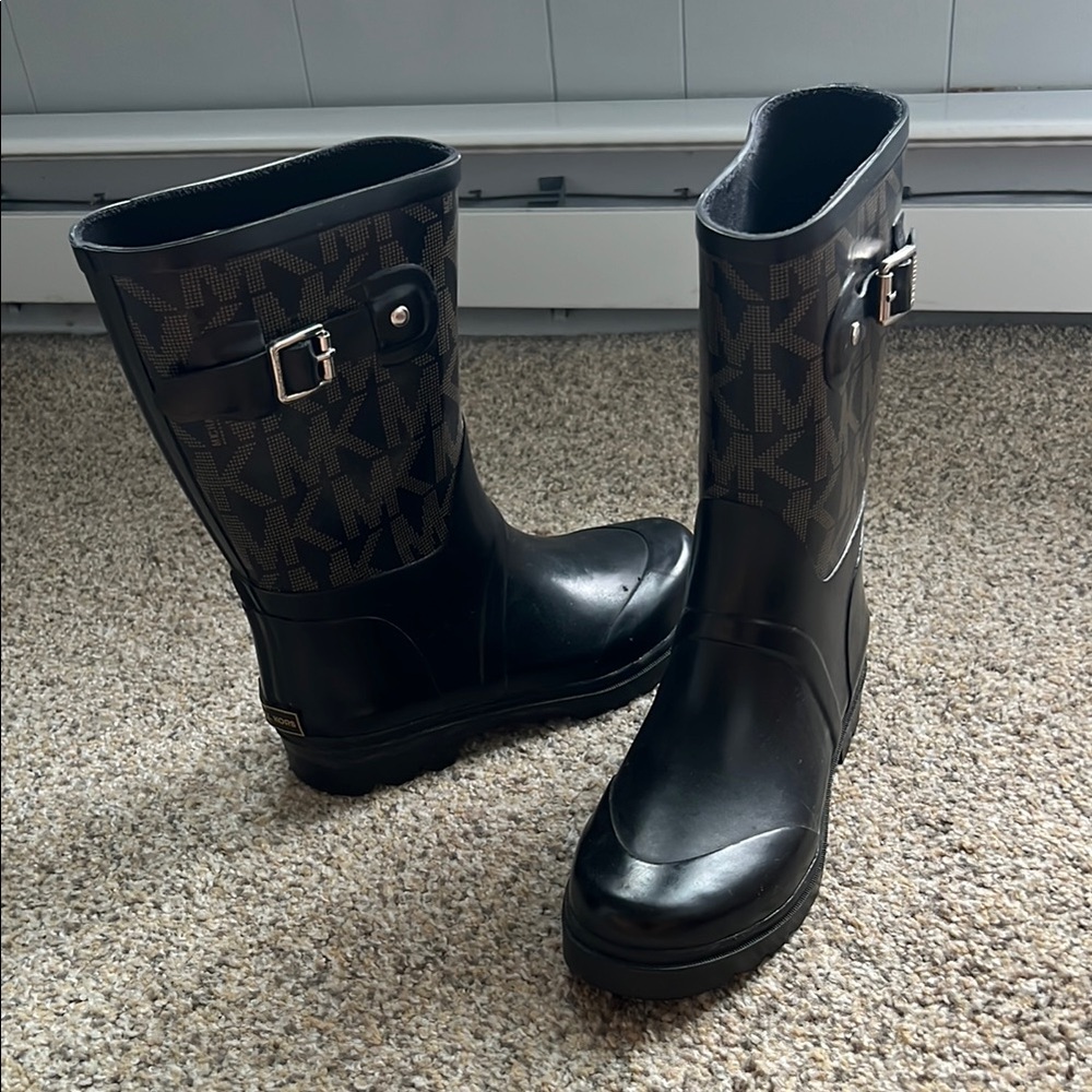 Michael Kors Black Monogram Rain Boots
